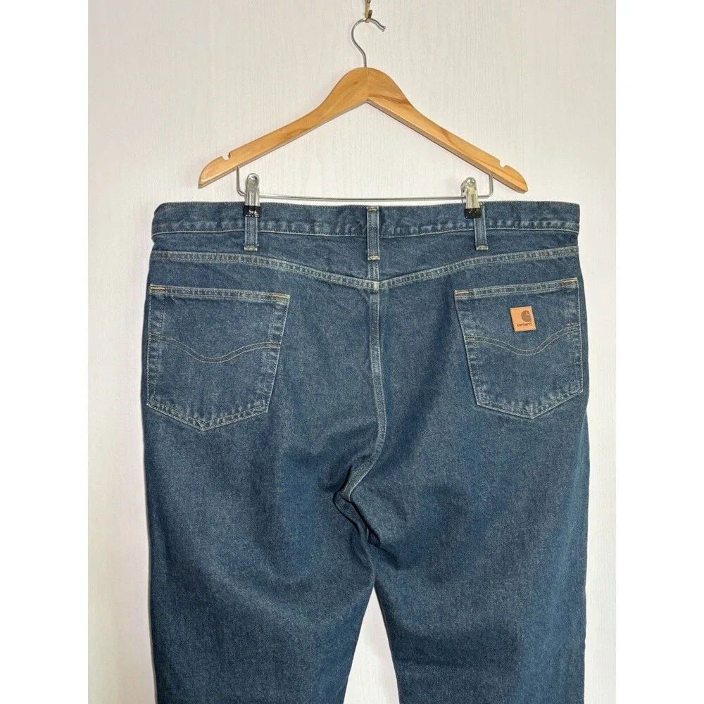 Carhartt Denim Jeans Mens 42 34 Blue Work Pants Traditional Fit Cotton B480-DVB